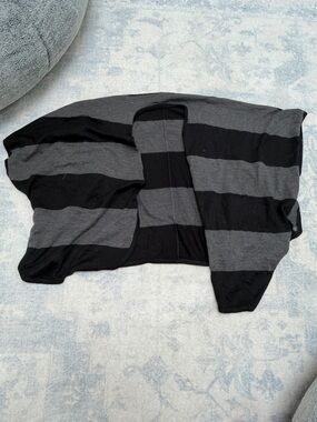 Forever 21 Black & Gray Striped Knit Cape Shawl
